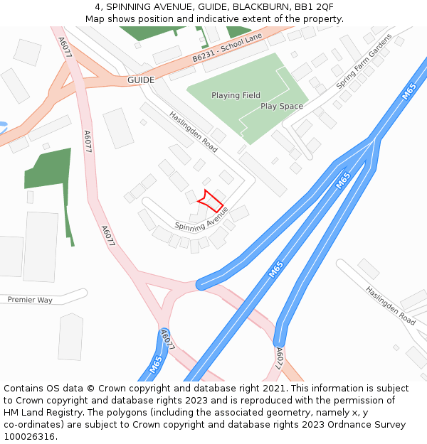 4, SPINNING AVENUE, GUIDE, BLACKBURN, BB1 2QF: Location map and indicative extent of plot