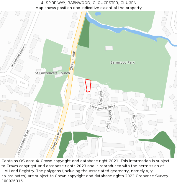 4, SPIRE WAY, BARNWOOD, GLOUCESTER, GL4 3EN: Location map and indicative extent of plot