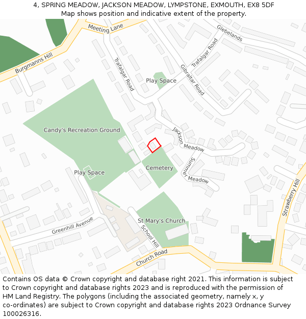4, SPRING MEADOW, JACKSON MEADOW, LYMPSTONE, EXMOUTH, EX8 5DF: Location map and indicative extent of plot