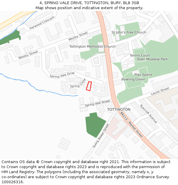 4, SPRING VALE DRIVE, TOTTINGTON, BURY, BL8 3SB: Location map and indicative extent of plot