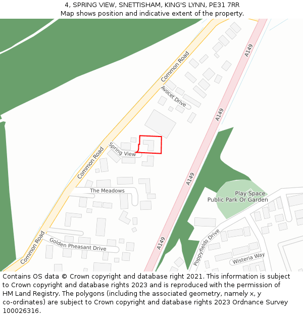 4, SPRING VIEW, SNETTISHAM, KING'S LYNN, PE31 7RR: Location map and indicative extent of plot