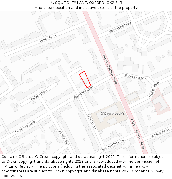 4, SQUITCHEY LANE, OXFORD, OX2 7LB: Location map and indicative extent of plot