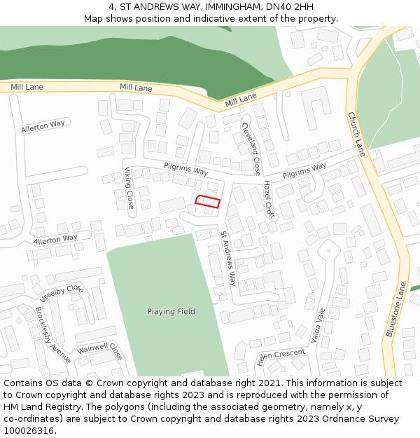 4, ST ANDREWS WAY, IMMINGHAM, DN40 2HH: Location map and indicative extent of plot