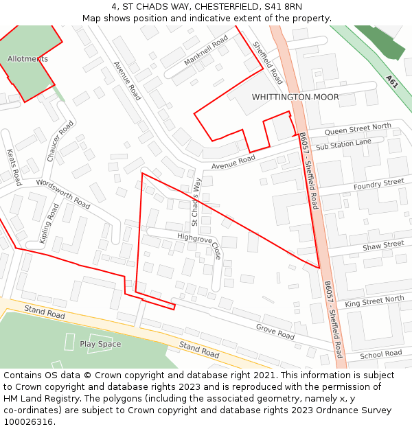 4, ST CHADS WAY, CHESTERFIELD, S41 8RN: Location map and indicative extent of plot