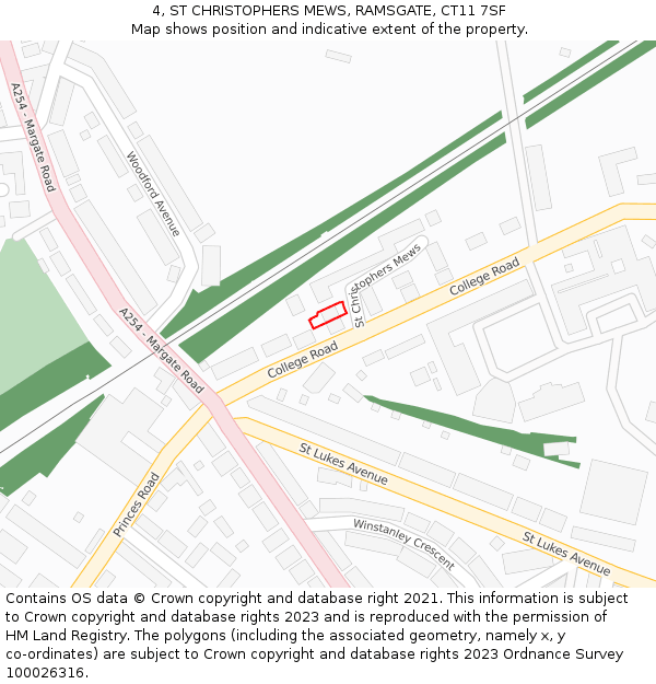 4, ST CHRISTOPHERS MEWS, RAMSGATE, CT11 7SF: Location map and indicative extent of plot