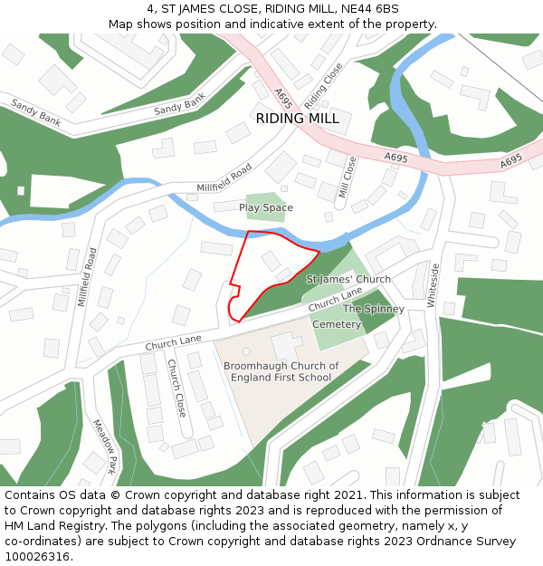 4, ST JAMES CLOSE, RIDING MILL, NE44 6BS: Location map and indicative extent of plot