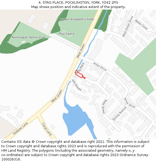 4, STAG PLACE, POCKLINGTON, YORK, YO42 2FN: Location map and indicative extent of plot