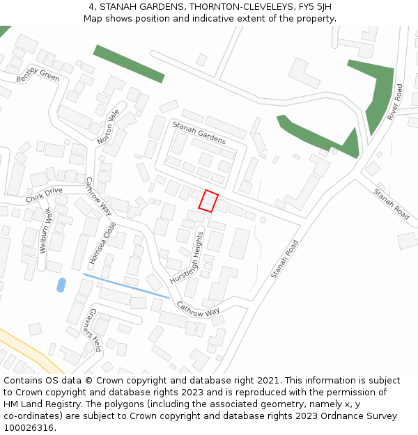 4, STANAH GARDENS, THORNTON-CLEVELEYS, FY5 5JH: Location map and indicative extent of plot