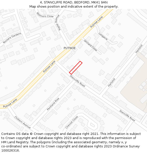 4, STANCLIFFE ROAD, BEDFORD, MK41 9AN: Location map and indicative extent of plot