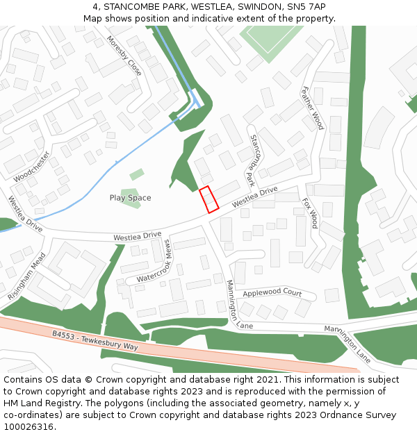 4, STANCOMBE PARK, WESTLEA, SWINDON, SN5 7AP: Location map and indicative extent of plot