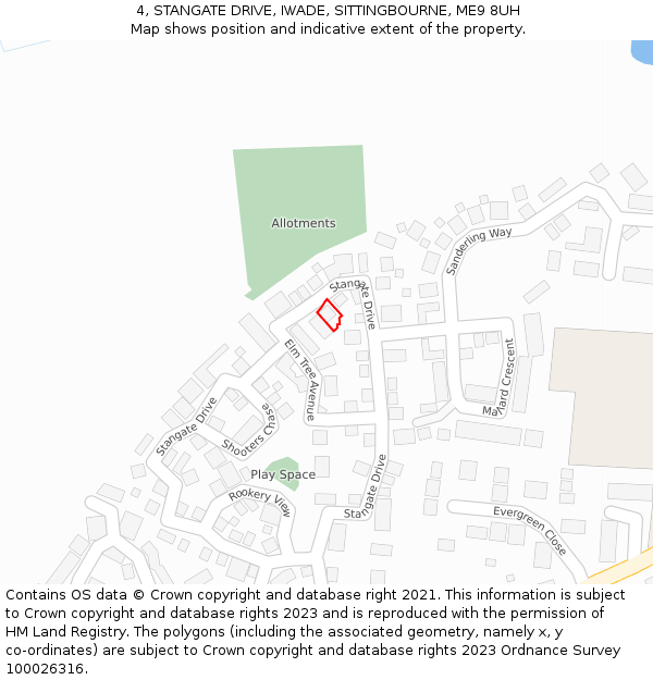 4, STANGATE DRIVE, IWADE, SITTINGBOURNE, ME9 8UH: Location map and indicative extent of plot