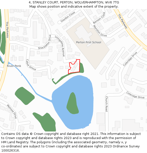 4, STANLEY COURT, PERTON, WOLVERHAMPTON, WV6 7TG: Location map and indicative extent of plot