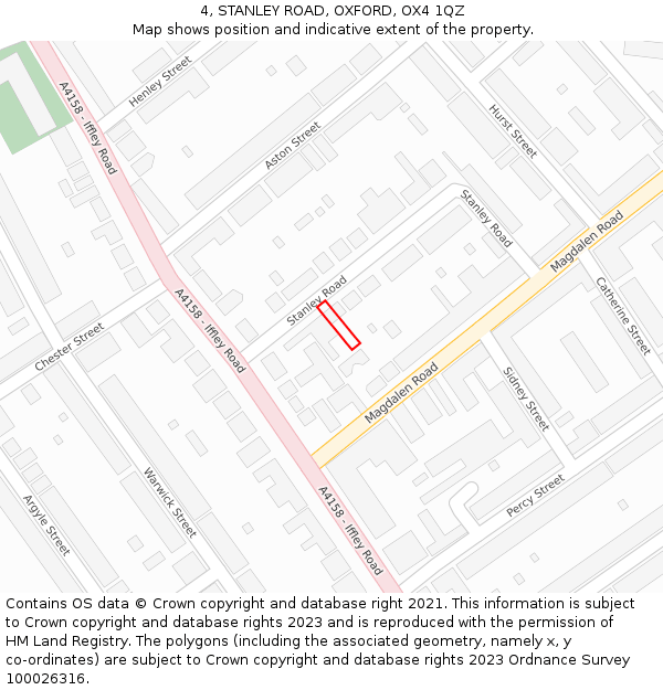 4, STANLEY ROAD, OXFORD, OX4 1QZ: Location map and indicative extent of plot