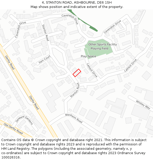4, STANTON ROAD, ASHBOURNE, DE6 1SH: Location map and indicative extent of plot