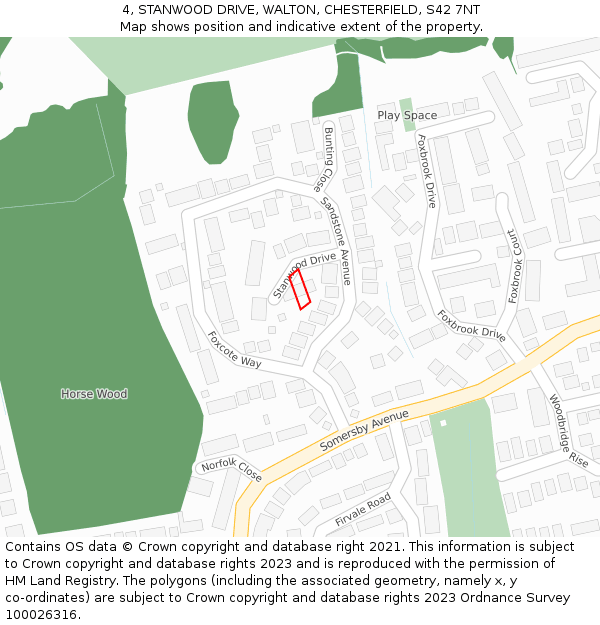 4, STANWOOD DRIVE, WALTON, CHESTERFIELD, S42 7NT: Location map and indicative extent of plot