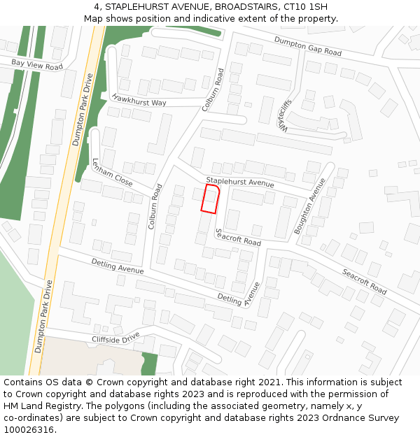 4, STAPLEHURST AVENUE, BROADSTAIRS, CT10 1SH: Location map and indicative extent of plot