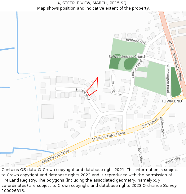4, STEEPLE VIEW, MARCH, PE15 9QH: Location map and indicative extent of plot