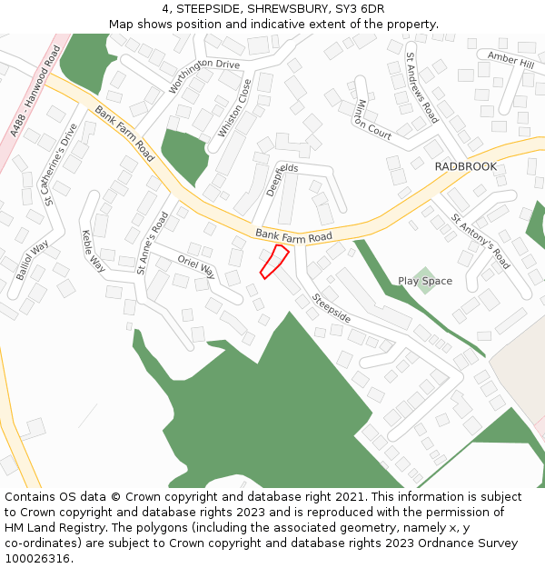 4, STEEPSIDE, SHREWSBURY, SY3 6DR: Location map and indicative extent of plot