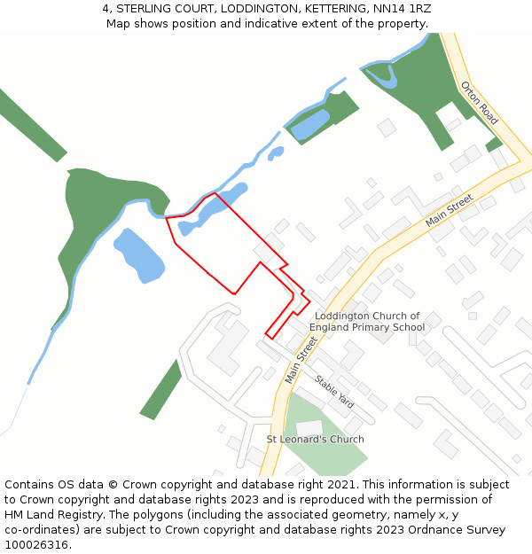 4, STERLING COURT, LODDINGTON, KETTERING, NN14 1RZ: Location map and indicative extent of plot