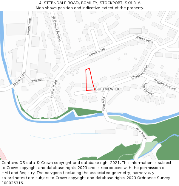 4, STERNDALE ROAD, ROMILEY, STOCKPORT, SK6 3LA: Location map and indicative extent of plot