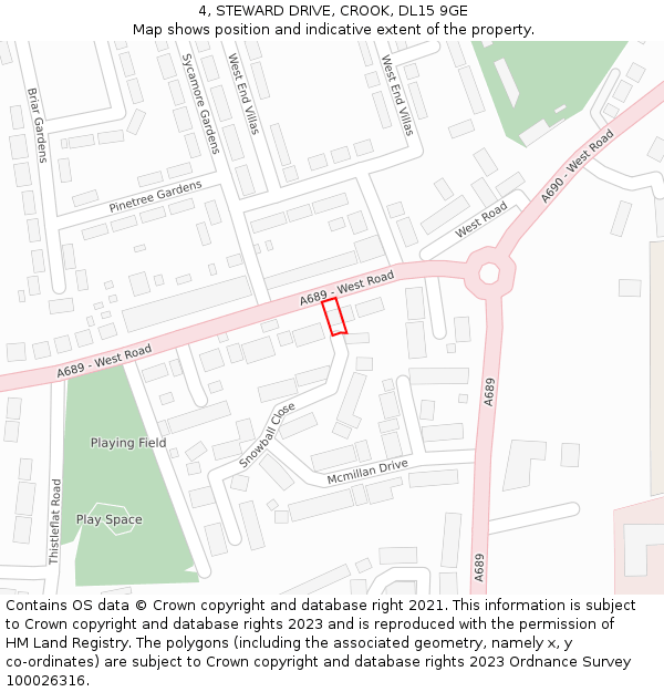 4, STEWARD DRIVE, CROOK, DL15 9GE: Location map and indicative extent of plot