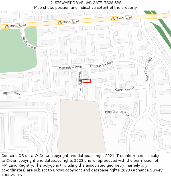 4, STEWART DRIVE, WINGATE, TS28 5PS: Location map and indicative extent of plot