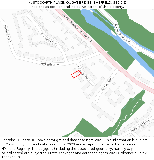 4, STOCKARTH PLACE, OUGHTIBRIDGE, SHEFFIELD, S35 0JZ: Location map and indicative extent of plot