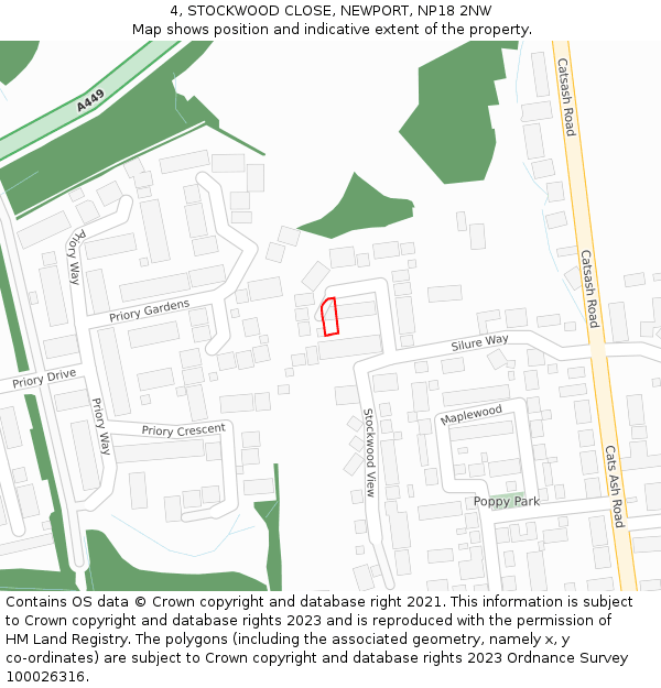 4, STOCKWOOD CLOSE, NEWPORT, NP18 2NW: Location map and indicative extent of plot