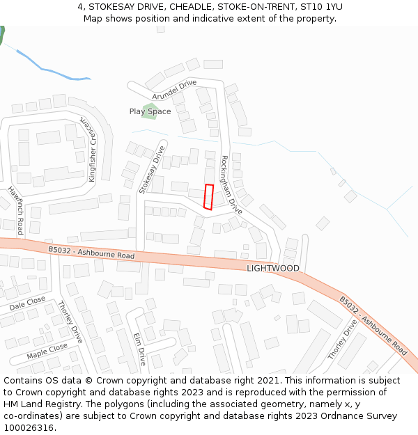 4, STOKESAY DRIVE, CHEADLE, STOKE-ON-TRENT, ST10 1YU: Location map and indicative extent of plot