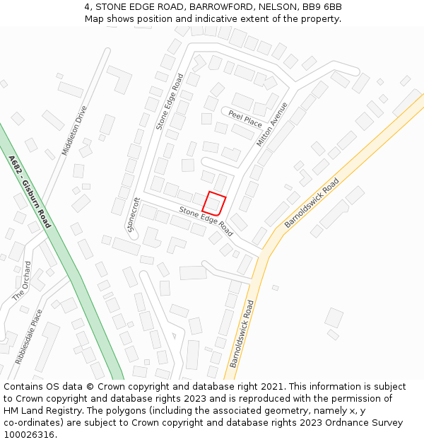 4, STONE EDGE ROAD, BARROWFORD, NELSON, BB9 6BB: Location map and indicative extent of plot