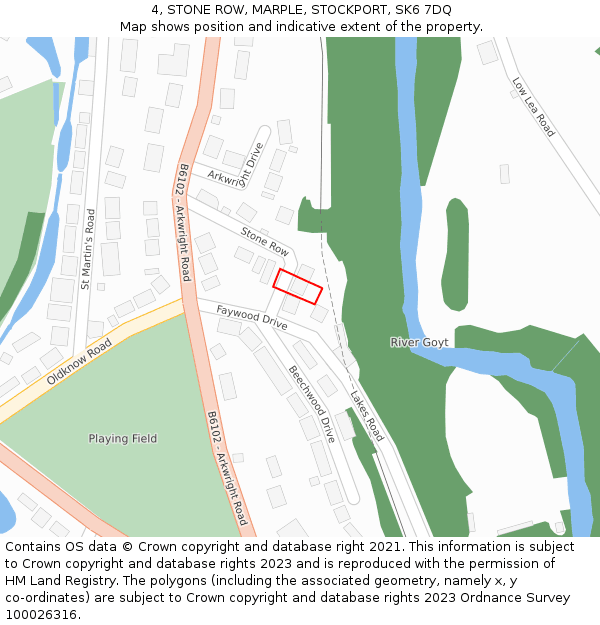 4, STONE ROW, MARPLE, STOCKPORT, SK6 7DQ: Location map and indicative extent of plot