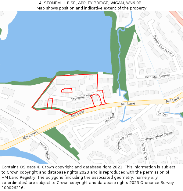 4, STONEMILL RISE, APPLEY BRIDGE, WIGAN, WN6 9BH: Location map and indicative extent of plot