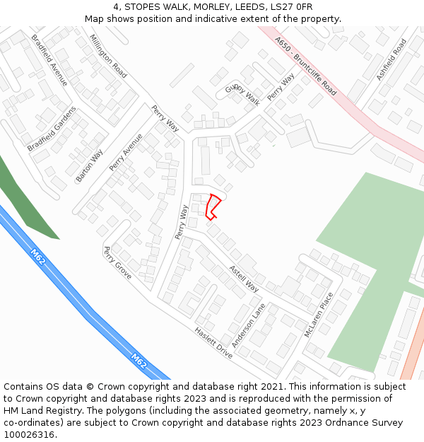 4, STOPES WALK, MORLEY, LEEDS, LS27 0FR: Location map and indicative extent of plot