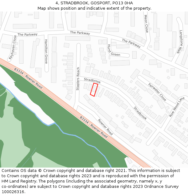 4, STRADBROOK, GOSPORT, PO13 0HA: Location map and indicative extent of plot