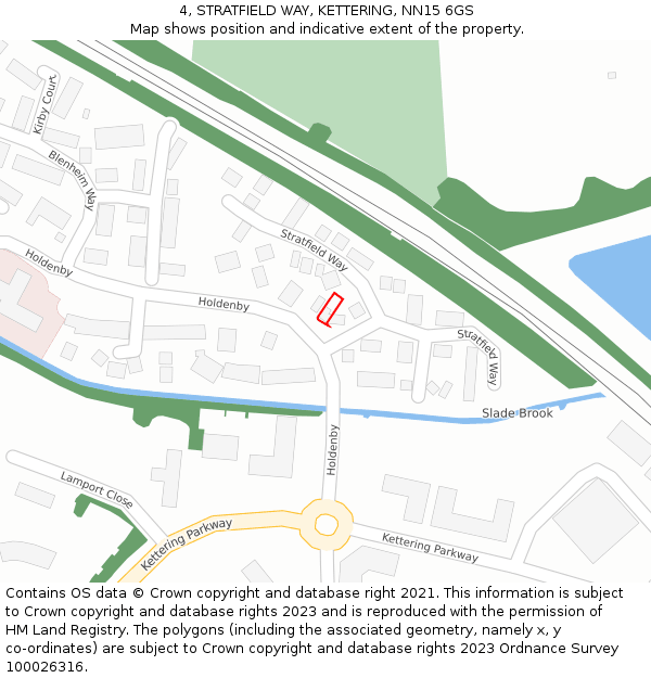 4, STRATFIELD WAY, KETTERING, NN15 6GS: Location map and indicative extent of plot