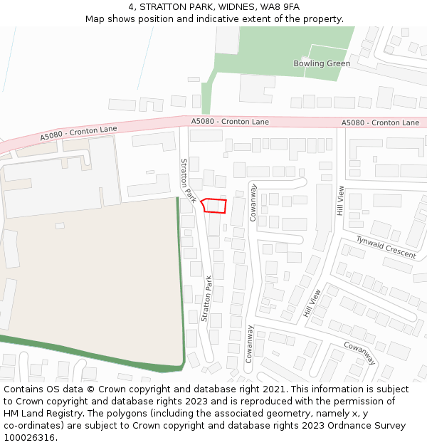 4, STRATTON PARK, WIDNES, WA8 9FA: Location map and indicative extent of plot