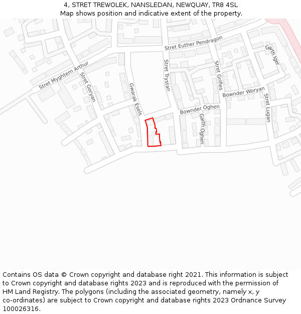 4, STRET TREWOLEK, NANSLEDAN, NEWQUAY, TR8 4SL: Location map and indicative extent of plot