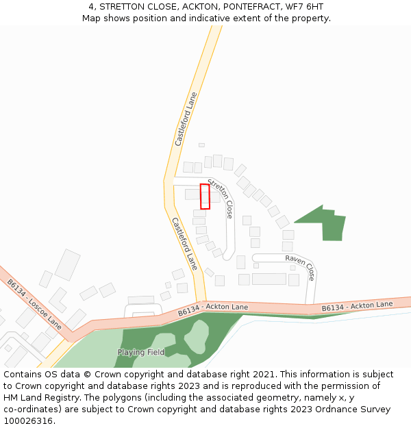 4, STRETTON CLOSE, ACKTON, PONTEFRACT, WF7 6HT: Location map and indicative extent of plot
