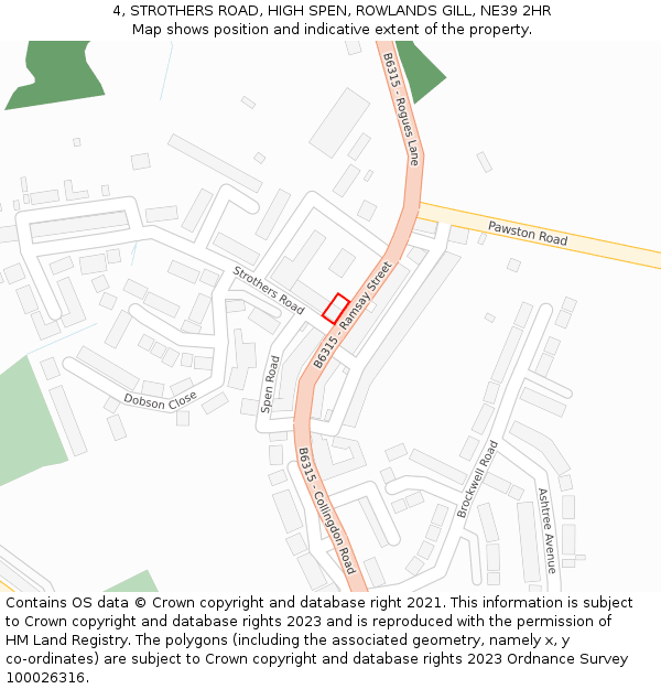 4, STROTHERS ROAD, HIGH SPEN, ROWLANDS GILL, NE39 2HR: Location map and indicative extent of plot