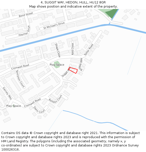 4, SUGGIT WAY, HEDON, HULL, HU12 8GR: Location map and indicative extent of plot