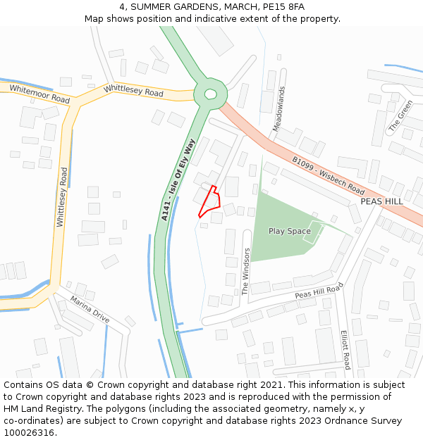 4, SUMMER GARDENS, MARCH, PE15 8FA: Location map and indicative extent of plot