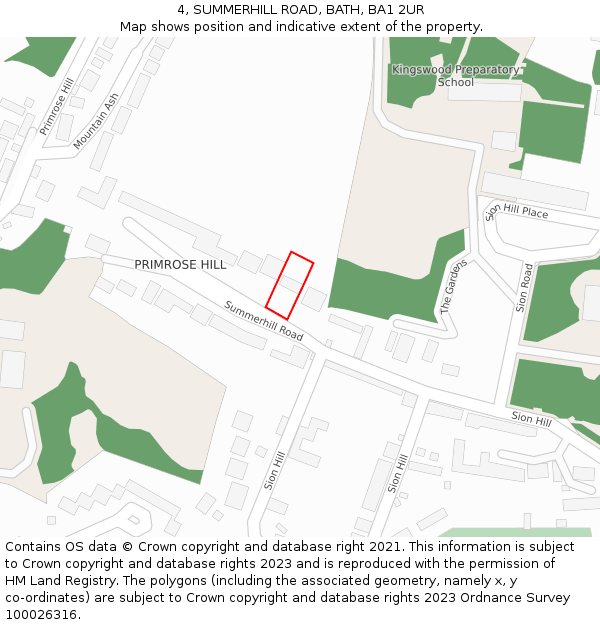 4, SUMMERHILL ROAD, BATH, BA1 2UR: Location map and indicative extent of plot