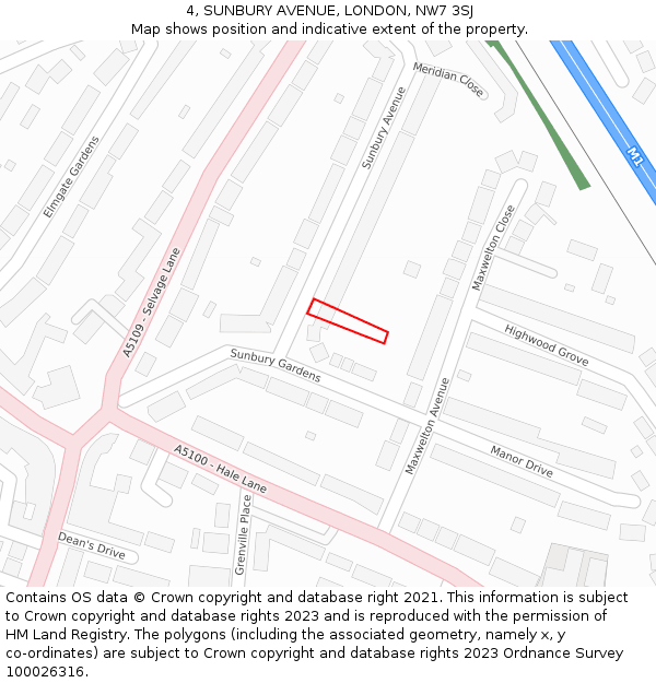 4, SUNBURY AVENUE, LONDON, NW7 3SJ: Location map and indicative extent of plot