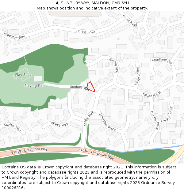 4, SUNBURY WAY, MALDON, CM9 6YH: Location map and indicative extent of plot