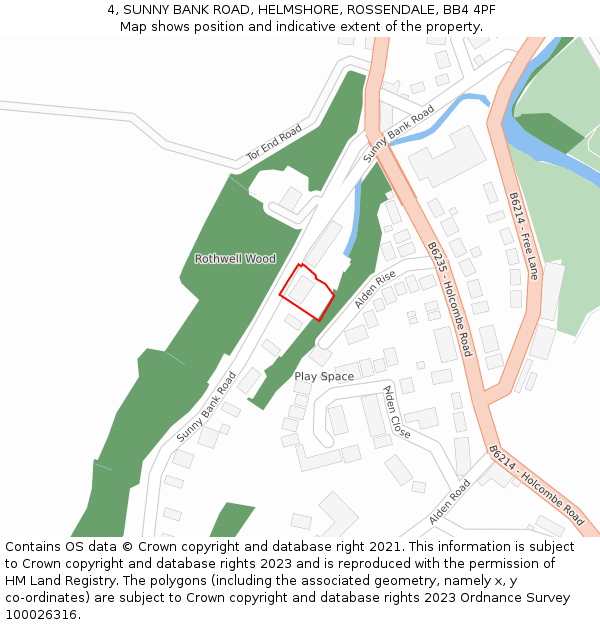 4, SUNNY BANK ROAD, HELMSHORE, ROSSENDALE, BB4 4PF: Location map and indicative extent of plot