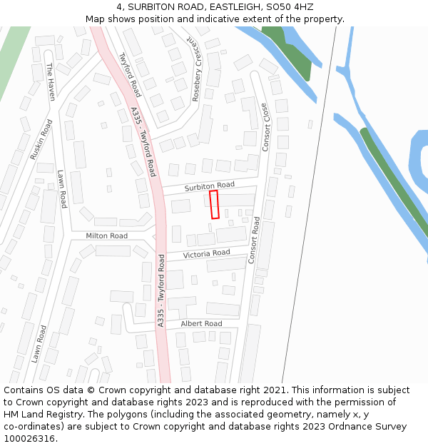 4, SURBITON ROAD, EASTLEIGH, SO50 4HZ: Location map and indicative extent of plot