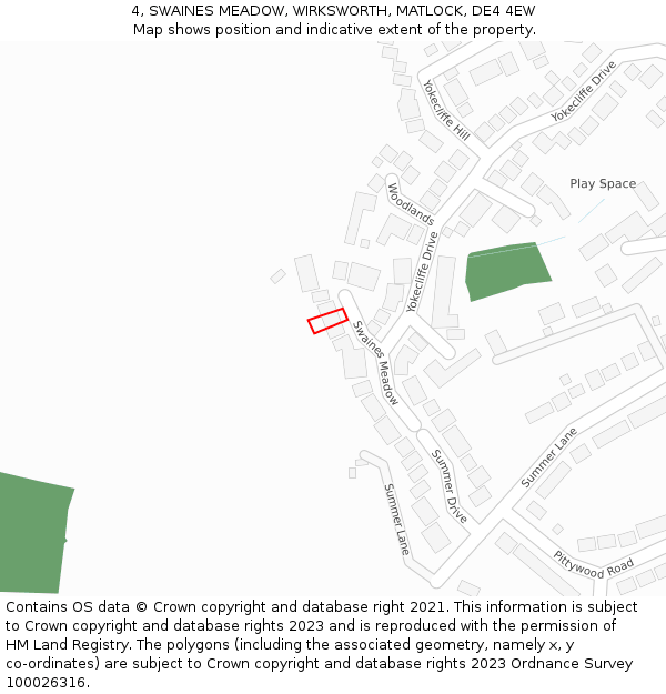 4, SWAINES MEADOW, WIRKSWORTH, MATLOCK, DE4 4EW: Location map and indicative extent of plot