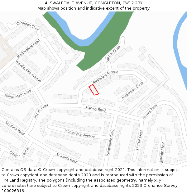 4, SWALEDALE AVENUE, CONGLETON, CW12 2BY: Location map and indicative extent of plot