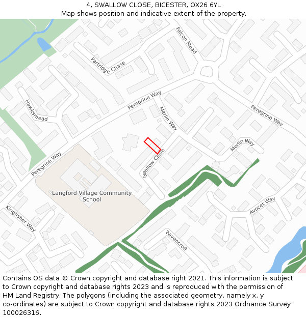 4, SWALLOW CLOSE, BICESTER, OX26 6YL: Location map and indicative extent of plot