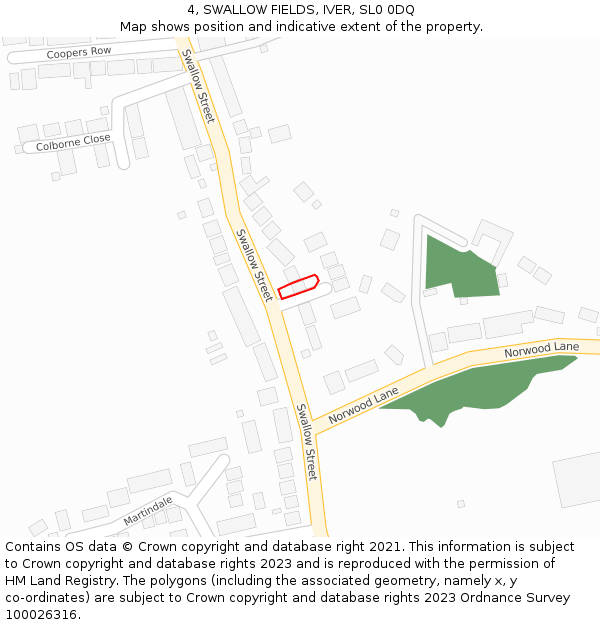 4, SWALLOW FIELDS, IVER, SL0 0DQ: Location map and indicative extent of plot